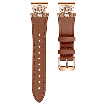 For TicWatch E  /  2  /  C2 (Black  /  Silver Dial) Strap Genuine Cow Leather Watchband with Rose Gold Connector