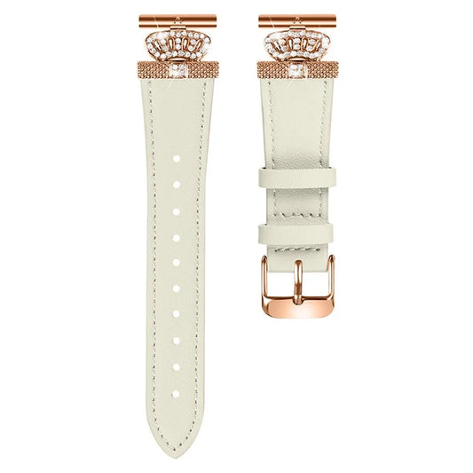 For Misfit Vapor Watch Band Crown Connector Cowhide Replacement Strap, Rose Gold Buckle