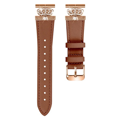 For Misfit Vapor Watch Band Crown Connector Cowhide Replacement Strap, Rose Gold Buckle