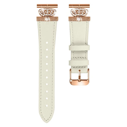 For Pebble Time Round / Pebble 2 Rose Gold Buckle Cowhide Band Metal Connector Watch Strap