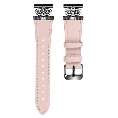 For Garmin Forerunner 645 / 645 Music Cowhide Strap with Black Buckle Rhinestone Decor Wrist Band
