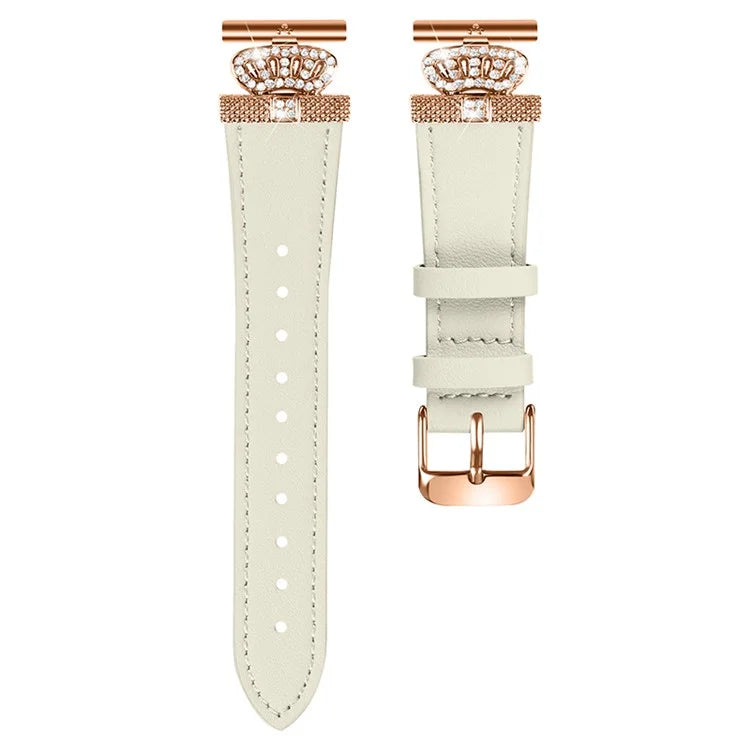 For Huawei Watch 2  /  GT 2 42mm  /  GT 3 42mm Watch Band Genuine Cow Leather Wrist Strap with Rose Gold Connector