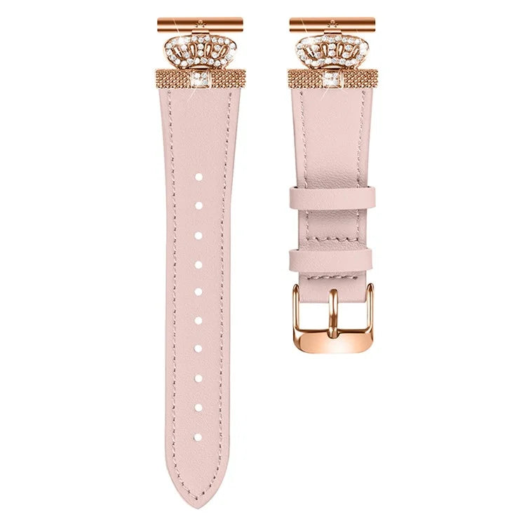For Huawei Watch 2  /  GT 2 42mm  /  GT 3 42mm Watch Band Genuine Cow Leather Wrist Strap with Rose Gold Connector