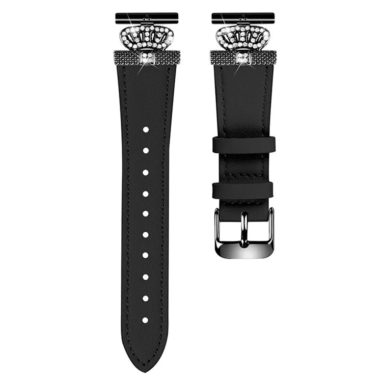 For Samsung Galaxy Watch4 40mm 42mm  /  44mm  /  46mm  /  Watch5 40mm  /  44mm  /  45mm Band Genuine Cow Leather Strap, Black Connector