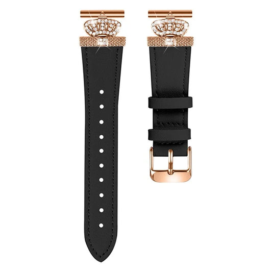For Samsung Galaxy Watch4 40mm 42mm  /  44mm  /  46mm  /  Watch5 40mm  /  44mm  /  45mm Genuine Cow Leather Watchband, Rose Gold Connector