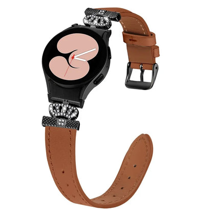 For Samsung Galaxy Watch6 40mm  /  44mm  /  Watch6 Classic 43mm  /  47mm Watchband with Black Connector Genuine Cow Leather Strap