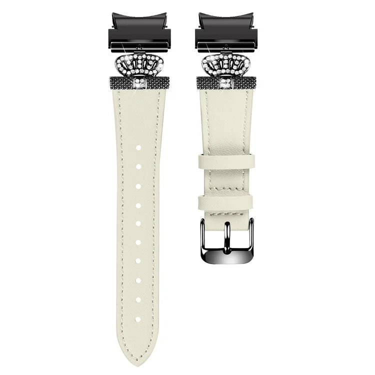 For Samsung Galaxy Watch6 40mm  /  44mm  /  Watch6 Classic 43mm  /  47mm Watchband with Black Connector Genuine Cow Leather Strap