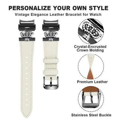 For Samsung Galaxy Watch6 40mm  /  44mm  /  Watch6 Classic 43mm  /  47mm Watchband with Black Connector Genuine Cow Leather Strap