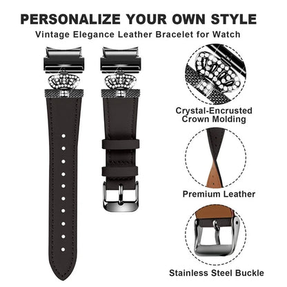 For Samsung Galaxy Watch6 40mm  /  44mm  /  Watch6 Classic 43mm  /  47mm Watchband with Black Connector Genuine Cow Leather Strap