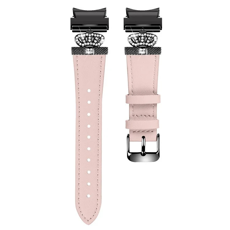 For Samsung Galaxy Watch6 40mm  /  44mm  /  Watch6 Classic 43mm  /  47mm Watchband with Black Connector Genuine Cow Leather Strap