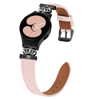 For Samsung Galaxy Watch6 40mm  /  44mm  /  Watch6 Classic 43mm  /  47mm Watchband with Black Connector Genuine Cow Leather Strap