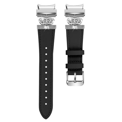 For Samsung Galaxy Watch6 40mm  /  44mm  /  Watch6 Classic 43mm  /  47mm Watchband with Silver Connector Genuine Cow Leather Strap