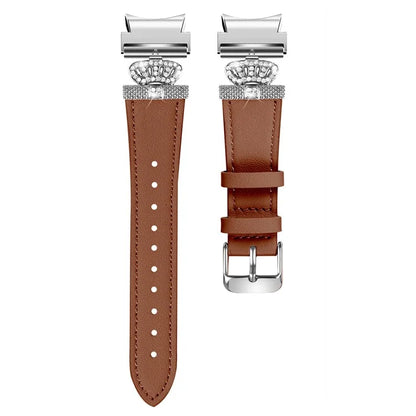 For Samsung Galaxy Watch4 Active Classic / Watch 5 Pro Genuine Cow Leather Smart Watch Strap (Silver Buckle)
