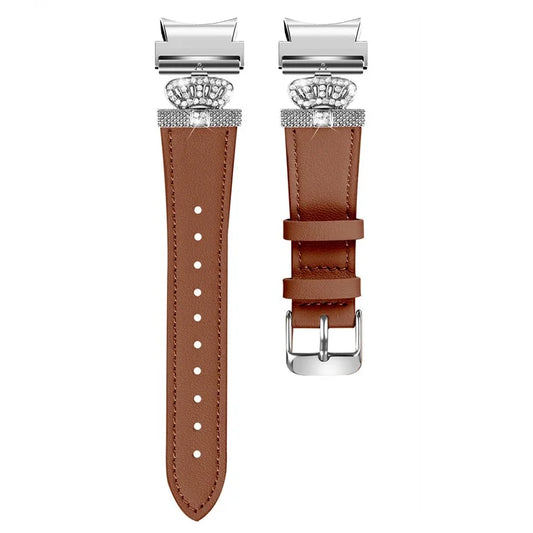 For Samsung Galaxy Watch4 Active Classic / Watch 5 Pro Genuine Cow Leather Smart Watch Strap (Silver Buckle)