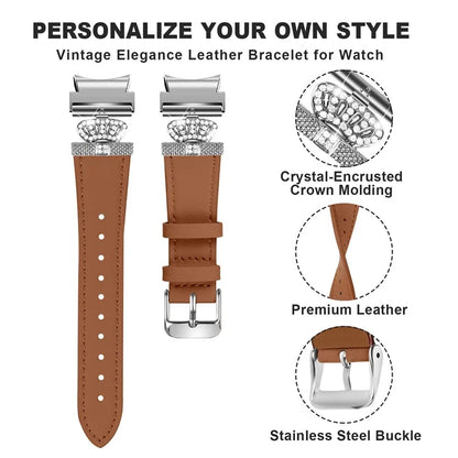 For Samsung Galaxy Watch4 Active Classic / Watch 5 Pro Genuine Cow Leather Smart Watch Strap (Silver Buckle)
