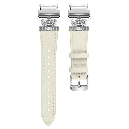 For Samsung Galaxy Watch4 Active Classic / Watch 5 Pro Genuine Cow Leather Smart Watch Strap (Silver Buckle)