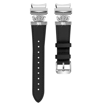 For Samsung Galaxy Watch4 Active Classic / Watch 5 Pro Genuine Cow Leather Smart Watch Strap (Silver Buckle)
