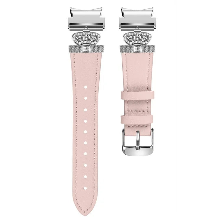 For Samsung Galaxy Watch4 Active Classic / Watch 5 Pro Genuine Cow Leather Smart Watch Strap (Silver Buckle)