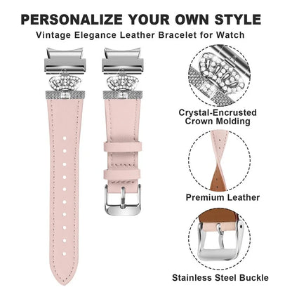 For Samsung Galaxy Watch4 Active Classic / Watch 5 Pro Genuine Cow Leather Smart Watch Strap (Silver Buckle)