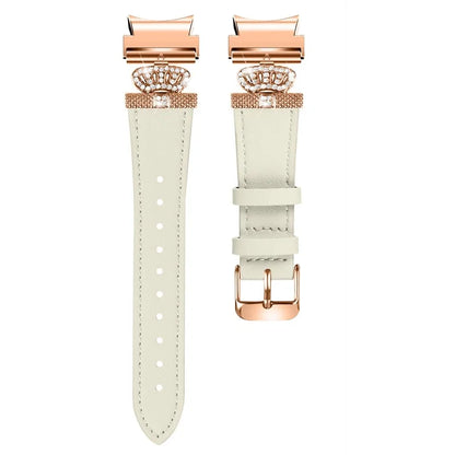 Smart Watch Strap for Samsung Galaxy Watch4 / Watch 5 Genuine Cow Leather Band (Rose Gold Buckle)