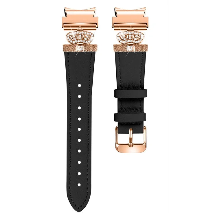 Smart Watch Strap for Samsung Galaxy Watch4 / Watch 5 Genuine Cow Leather Band (Rose Gold Buckle)
