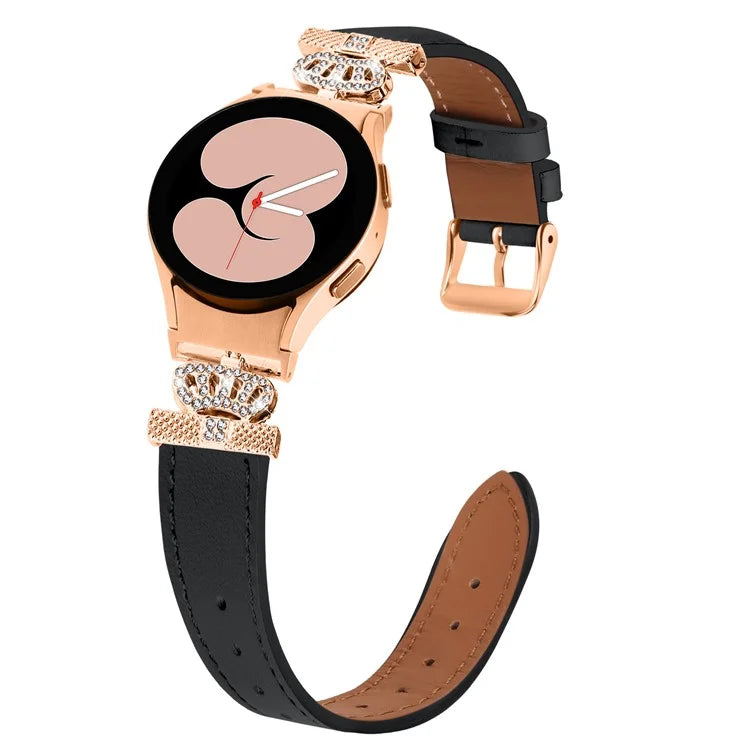 Smart Watch Strap for Samsung Galaxy Watch4 / Watch 5 Genuine Cow Leather Band (Rose Gold Buckle)