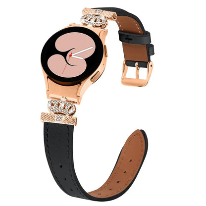 Smart Watch Strap for Samsung Galaxy Watch4 / Watch 5 Genuine Cow Leather Band (Rose Gold Buckle)