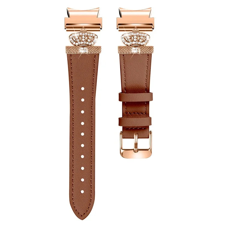 Smart Watch Strap for Samsung Galaxy Watch4 / Watch 5 Genuine Cow Leather Band (Rose Gold Buckle)
