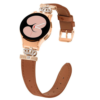 Smart Watch Strap for Samsung Galaxy Watch4 / Watch 5 Genuine Cow Leather Band (Rose Gold Buckle)