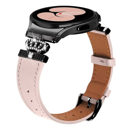 For Samsung Galaxy Watch4 Active Classic / Watch 5 Pro Active Genuine Cow Leather Smart Watch Strap (Black Buckle)