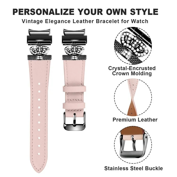 For Samsung Galaxy Watch4 Active Classic / Watch 5 Pro Active Genuine Cow Leather Smart Watch Strap (Black Buckle)