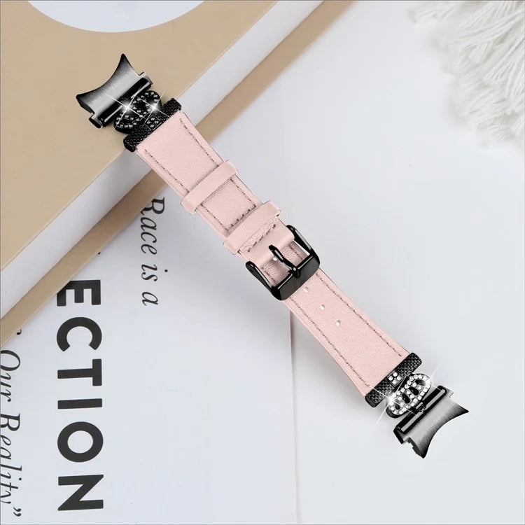 For Samsung Galaxy Watch4 Active Classic / Watch 5 Pro Active Genuine Cow Leather Smart Watch Strap (Black Buckle)