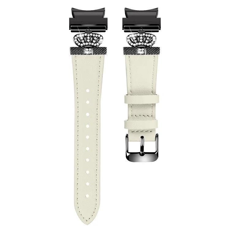 For Samsung Galaxy Watch4 Active Classic / Watch 5 Pro Active Genuine Cow Leather Smart Watch Strap (Black Buckle)