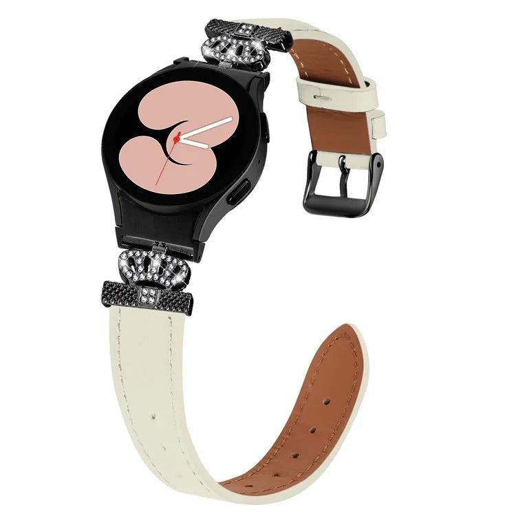 For Samsung Galaxy Watch4 Active Classic / Watch 5 Pro Active Genuine Cow Leather Smart Watch Strap (Black Buckle)