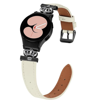 For Samsung Galaxy Watch4 Active Classic / Watch 5 Pro Active Genuine Cow Leather Smart Watch Strap (Black Buckle)