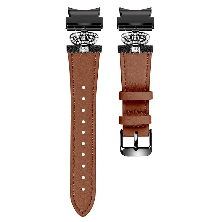 For Samsung Galaxy Watch4 Active Classic / Watch 5 Pro Active Genuine Cow Leather Smart Watch Strap (Black Buckle)