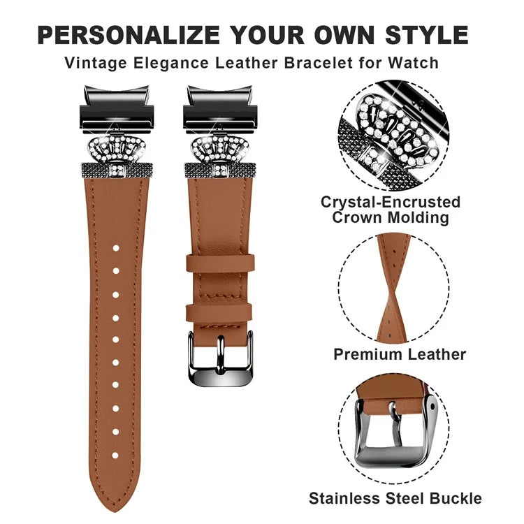 For Samsung Galaxy Watch4 Active Classic / Watch 5 Pro Active Genuine Cow Leather Smart Watch Strap (Black Buckle)