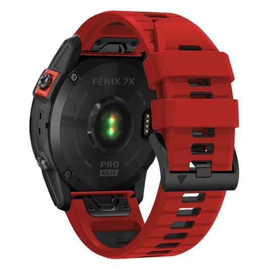 For Garmin Fenix 7X Pro / Fenix 7X Dual-Colors Sport Strap Silicone Breathable Wristband