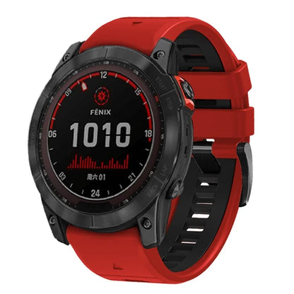 For Garmin Fenix 7X Pro / Fenix 7X Dual-Colors Sport Strap Silicone Breathable Wristband