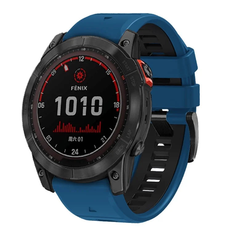 For Garmin Fenix 7X Pro / Fenix 7X Dual-Colors Sport Strap Silicone Breathable Wristband