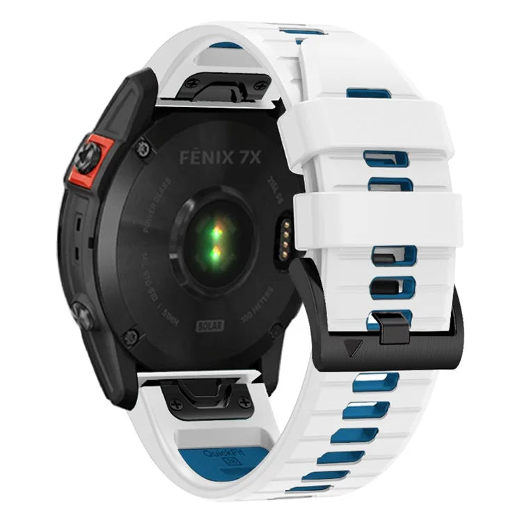 For Garmin Fenix 7X Pro / Fenix 7X Dual-Colors Sport Strap Silicone Breathable Wristband
