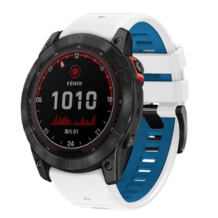 For Garmin Fenix 7X Pro / Fenix 7X Dual-Colors Sport Strap Silicone Breathable Wristband