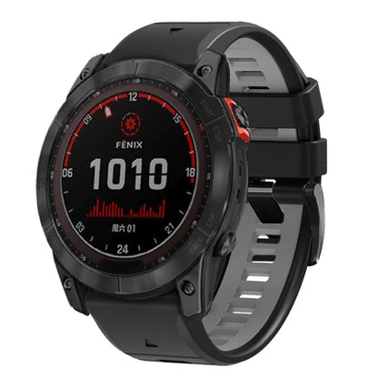 For Garmin Fenix 7X Pro / Fenix 7X Dual-Colors Sport Strap Silicone Breathable Wristband