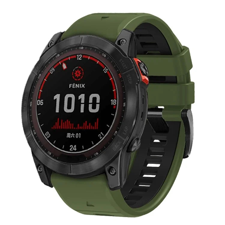 For Garmin Fenix 7X Pro / Fenix 7X Dual-Colors Sport Strap Silicone Breathable Wristband