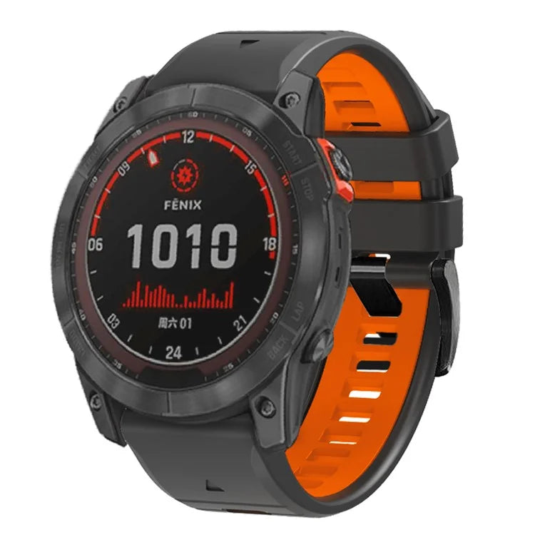 For Garmin Fenix 7X Pro / Fenix 7X Dual-Colors Sport Strap Silicone Breathable Wristband