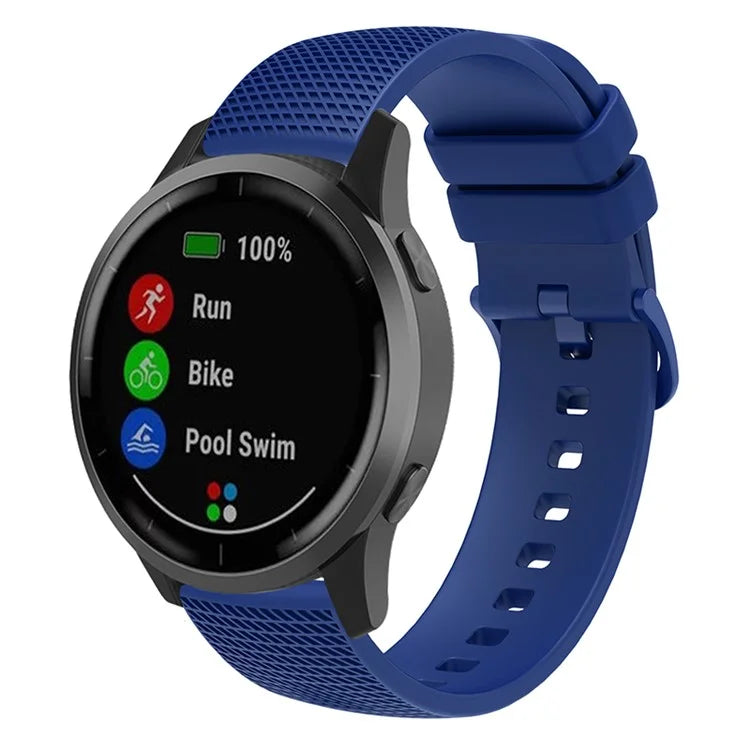For Garmin Venu 3S / Forerunner 265S Watch Strap 18mm Plaid Pattern Silicone Band