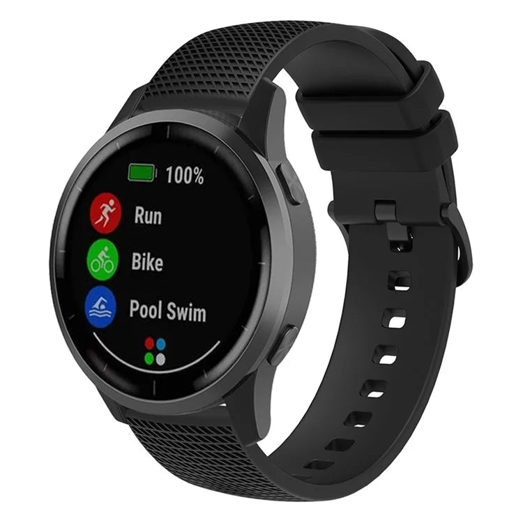 For Garmin Venu 3S / Forerunner 265S Watch Strap 18mm Plaid Pattern Silicone Band