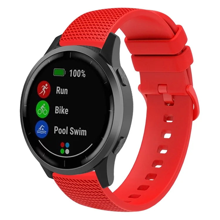 For Garmin Venu 3S / Forerunner 265S Watch Strap 18mm Plaid Pattern Silicone Band