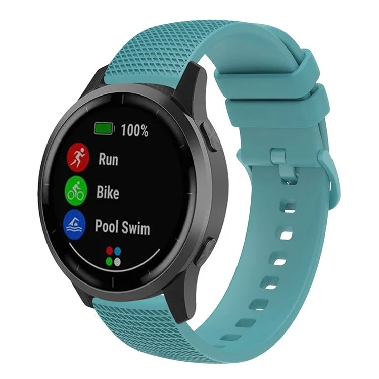 For Garmin Venu 3S / Forerunner 265S Watch Strap 18mm Plaid Pattern Silicone Band