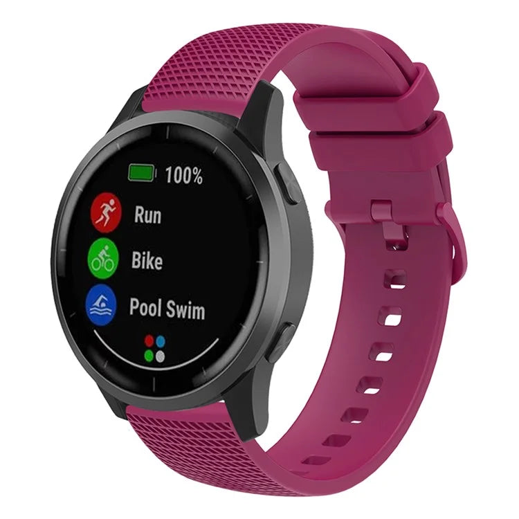 For Garmin Venu 3S / Forerunner 265S Watch Strap 18mm Plaid Pattern Silicone Band